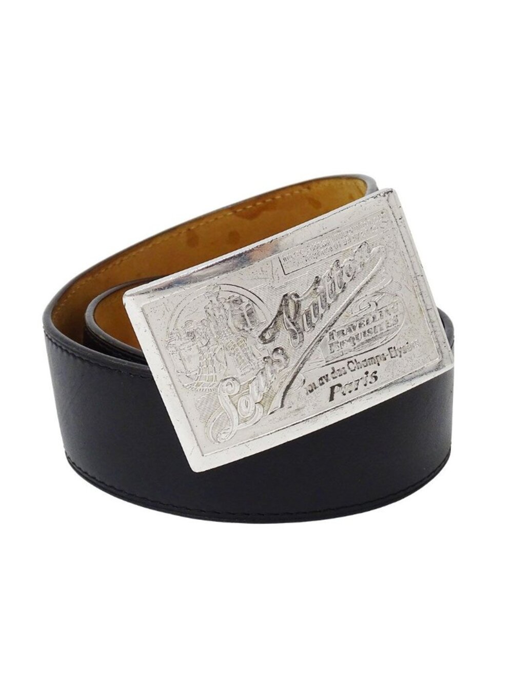 Louis Vuitton Belt Leather Metal Ceinture Jeans Noir Black 80/32 Presence Casual